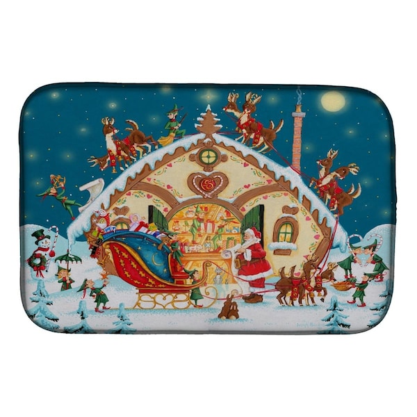Carolines Treasures Carolines Treasures PJH3004DDM 14 x 21 in. Santa Claus Loading the Sleigh Dish Drying Mat PJH3004DDM - main